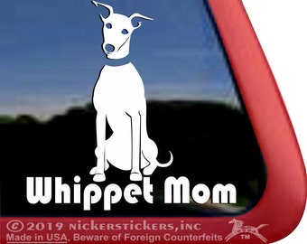 Whippet Mom | DC783MOM | High Quality Adhesive Vinyl Whippet Dog Window Decal Sticker