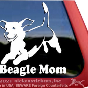 Beagle Mama | DC905MOM | Hochwertige Klebefolie Jumping Beagle Fensteraufkleber
