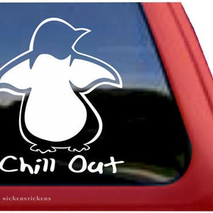 Chill Out Penguin DC210SP1C High Quality Adhesive Vinyl Window Decal Sticker image 1