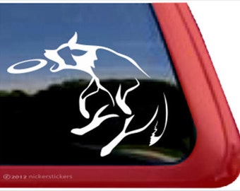 Disc Dog | DC517PL | NickerStickers® Quality Adhesive Australian Cattle Dog / Heeler Vinyl Window Decal Sticker
