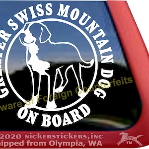 Greater Swiss Mountain Dog On Board | DC2101OB | High Quality Adhesive Vinyl Swissy Window Decal Sticker