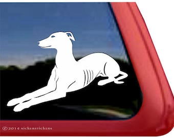 Autocollant Lévrier Mignon | DC240PL | Autocollant en vinyle adhésif de qualité NickerStickers® pour fenêtre