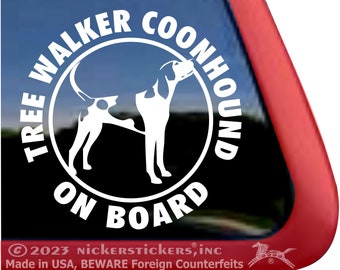 Tree Walker Coonhound aan boord | Hoge kwaliteit zelfklevend vinyl Tree Walker Coonhound Raamstickers Sticker