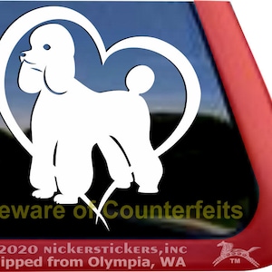 Cute Poodle Heart Decal | DC371HRT | High Quality Adhesive Vinyl Window Decal Sticker