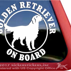 Golden Retriever On Board | DC347OB | High Quality Adhesive Vinyl Window Decal Sticker