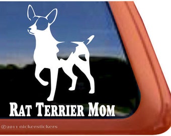 Mãe de Rat Terrier | DC374MOM | Adesivo de Vinil de Alta Qualidade NickerStickers® com Rat Terrier para Janela