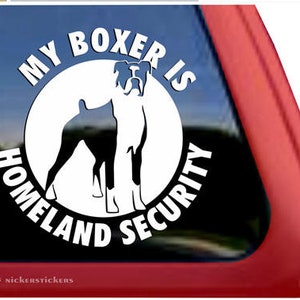 Mein Boxer ist Heimatschutz | DC323HS | Hochwertige Klebefolie Vinyl Boxer Fensteraufkleber Aufkleber