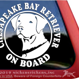 Chesapeake Bay Retriever On Board |  High Quality Adhesive Vinyl Window Decal Sticker