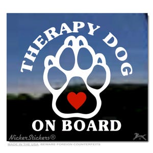 Therapiehund an Bord - Pfotenabdruck | Hochwertiger selbstklebender Vinyl-Fensteraufkleber