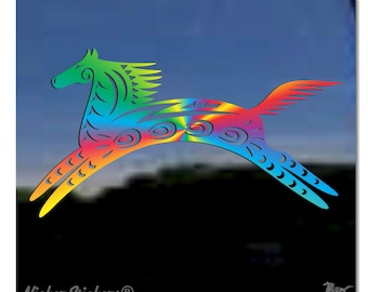 Rainbow NickerStickers Spirit Horse | High Quality Adhesive Vinyl Window Decal Sticker