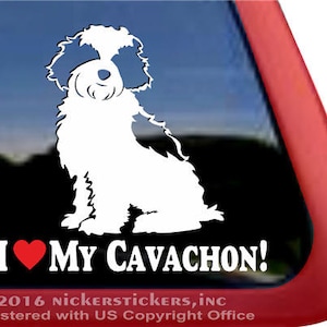 I Love My Cavachon DC1020HEA | High Quality Adhesive Vinyl Cavalier King Charles Spaniel Bichon Frise Cross Window Decal Sticker