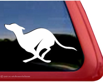 Autocollant lévrier classique | DC520PL | Autocollant en vinyle adhésif de qualité NickerStickers® pour fenêtre