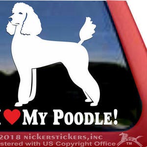 I Love My Poodle | DC1101HEA | High Quality Adhesive Vinyl Standard Poodle Window Decal Sticker