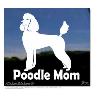 Maman caniche | Décalcomanie de fenêtre en vinyle adhésif standard pour caniche