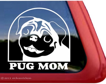 Pug Maman | DC953MOMJ | Autocollant de décalque de fenêtre en vinyle adhésif NickerStickers de haute qualité