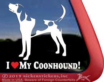 I Love My Coonhound! | DC602HEA | High Quality Adhesive Vinyl Window Decal Sticker