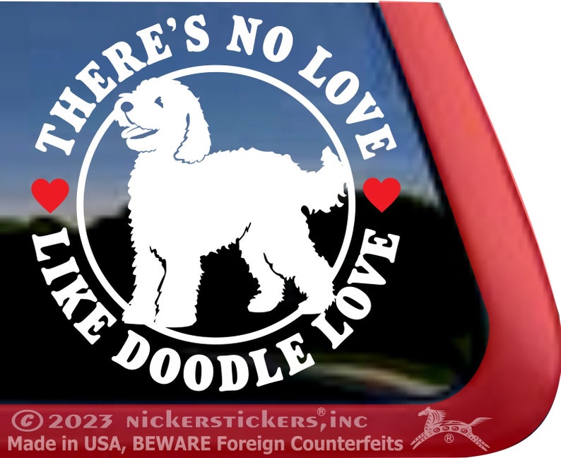 There's No Love Like Doodle Love High Quality Adhesive Vinyl Window Decal Sticker image 1