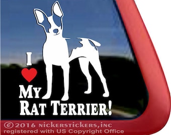Eu Amo Meu Rat Terrier | DC1018HEA | Adesivo de Vinil de Alta Qualidade NickerStickers® para Janela