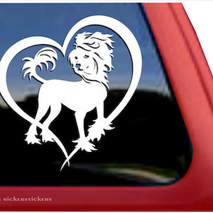 Chinese Crested Love | DC852HRT | Hoge kwaliteit zelfklevende vinyl raamsticker