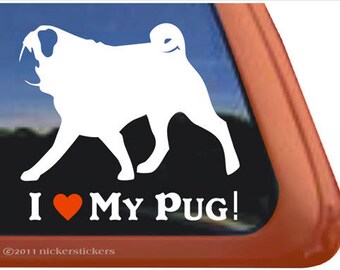 I Love My Pug! | DC373HEA | High Quality Adhesive Vinyl Window Decal Sticker