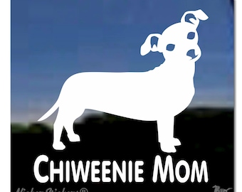 Chiweenie Mom | High Quality Adhesive Vinyl Chiweenie Window Decal Sticker