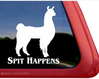 Spit Happens - Llama | DC480SP1 | High Quality Adhesive Vinyl Window Decal Sticker