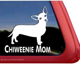 Chiweenie Mom | DC264MOM | High Quality Adhesive Vinyl Chiweenie Window Decal Sticker