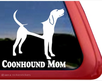 Coonhound Mom | DC336MOM | High Quality Adhesive Vinyl Window Decal Sticker