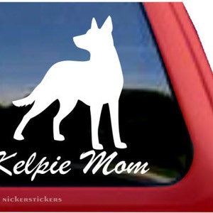 Kelpie Mom | DC695MOM | High Quality Adhesive Australian Kelpie Dog Vinyl Window Decal Sticker
