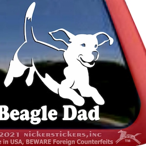 Beagle Papa | DC905DAD | Hochwertige Klebefolie Jumping Beagle Fensteraufkleber
