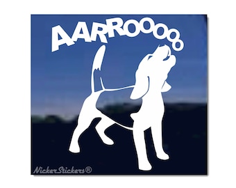 Aarroooooo Baying Beagle | High Quality Adhesive Vinyl Window Decal Sticker
