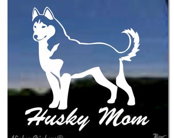 Husky Mom | Quality Adhesive Vinyl Siberian Husky Dog Window Decal Sticker