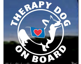 Therapiehund an Bord | Qualität Pembroke Corgis Fenster Aufkleber Aufkleber