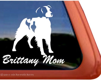 Brittany Mom | DC325MOM | High Quality Adhesive American Brittany Gun Dog Vinyl Window Decal Sticker