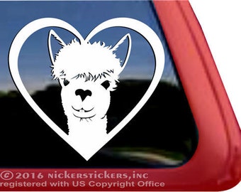 Huacaya Alpaca Love Heart | DC1014HRT | High Quality Adhesive Vinyl Window Decal Sticker