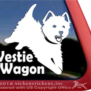 Westie Wagon | DC989CAR | High Quality Adhesive Vinyl West Highland White Terrier Window Decal Sticker