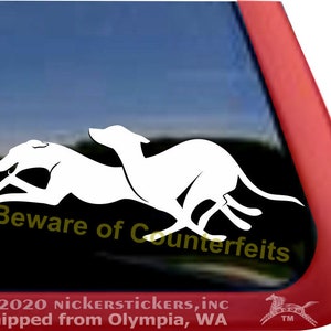 Pair Of Running Greyhounds Decal | DC848PL | High Quality Adhesive Vinyl Window Decal Sticker