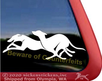 Pair Of Running Greyhounds Decal | DC848PL | High Quality Adhesive Vinyl Window Decal Sticker