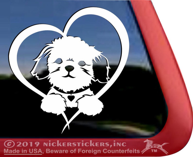 High Quality Adhesive Vinyl Window Decal Sticker Cute Shih Tzu Hear Decal DC1148HRT