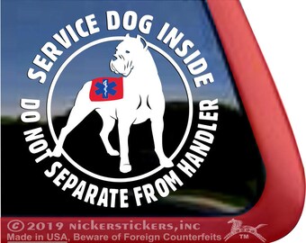 Cane da assistenza all'interno, non separarsi dal conduttore - Cane Corso / DC1043SV-DH / Adesivo per finestrino in vinile di qualità NickerStickers®