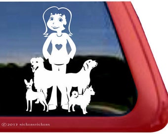 Crazy Dog Lady Decal - Add Text | DC970PL | High Quality Adhesive Vinyl Window Decal Sticker