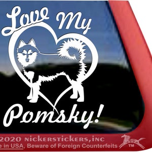 Love My Pomsky | DC1333LMY | High Quality Adhesive Pomeranian Husky Mix Vinyl Window Decal Sticker