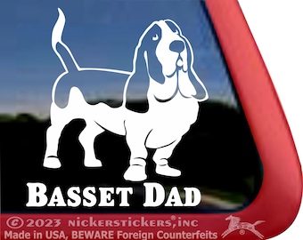 Basset Dad | High Quality Adhesive Vinyl Basset Hound Dog Window Decal Sticker