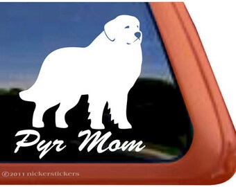 Great Pyrenees Mom | DC351MOM | High Quality Adhesive Vinyl Window Decal Sticker - 5" tall x 4.5" wide