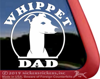 Whippet Dad | DC310DAD | High Quality Adhesive Vinyl Whippet Dog Window Decal Sticker