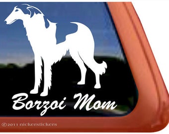 Borzoi Mom | DC831MOM | High Quality Adhesive Vinyl Borzoi Window Decal Sticker