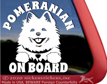 Pomeranian On Board | DC1346OB | High Quality Adhesive Pomeranian Dog Vinyl Window Decal Sticker