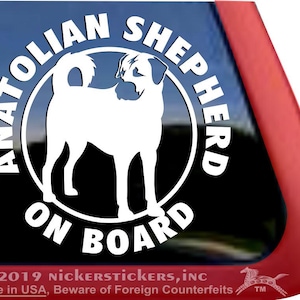Anatolian Shepherd on Board | High Quality Adhesive Guard Dog Vinyl Window Decal Sticker