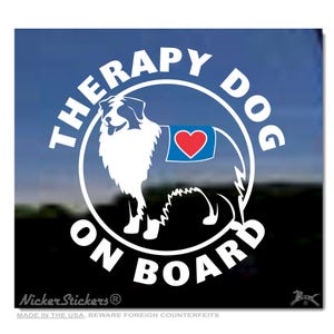 Therapy Dog On Board, Australian Shepherd | High Quality Adhesive Vinyl Window Decal Sticker