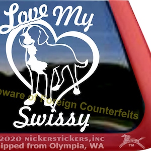 Love My Swissy | DC2101LMY | High Quality Adhesive Vinyl Greater Swiss Mountain Dog Window Decal Sticker